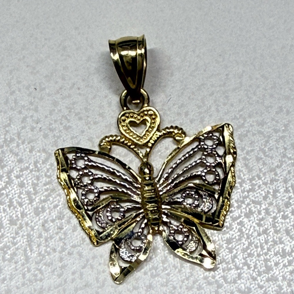 Elegant 10k two toned  Butterfly Pendant